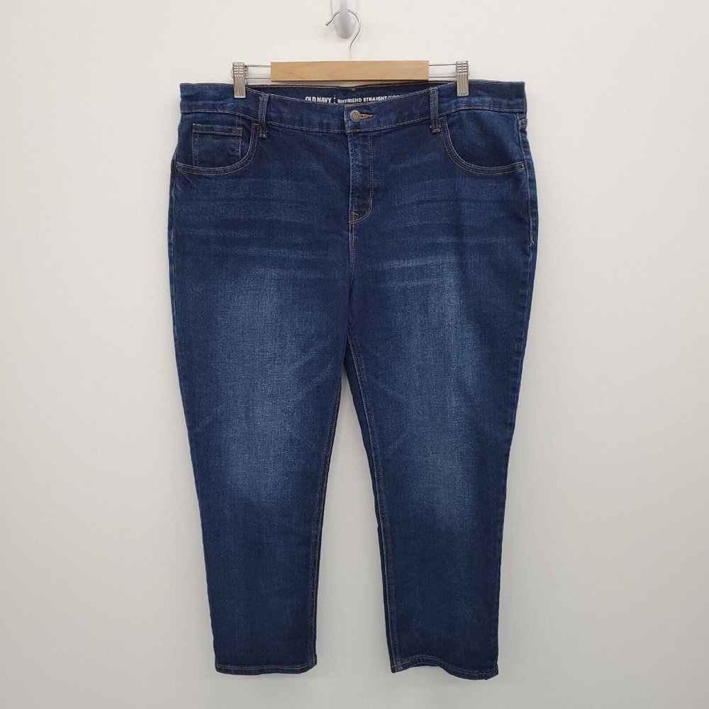Old Navy Boyfriend Straight Leg High Rise Jeans Womens‎ Size 18R Stretch Denim